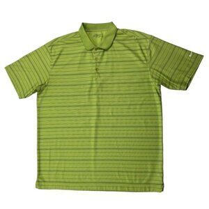 Nike Men's Golf Dri-Fit Short Sleeve Polo Shirt Lime Green Black Stripes Size XL
